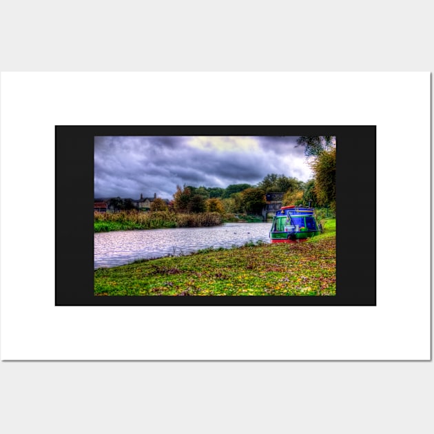 Narrow Boat moored on the river Wall Art by InspiraImage